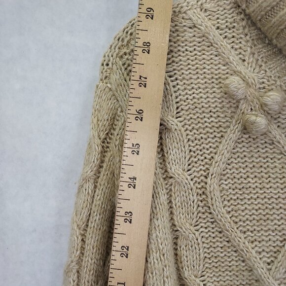 Cupcakes & Cashmere Turtleneck Women's Large Cable Knit Sweater Oatmeal Beige - Picture 9 of 10
